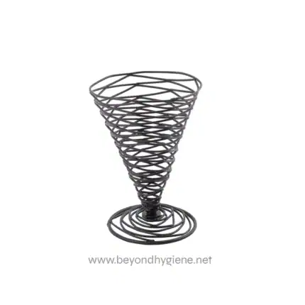 Metalic wire wastebasket for office or home use, modern design with spiral structure, durable steel material, suitable for recycling or waste disposal, part of Beyond Hygiene Asia cleaning solutions.