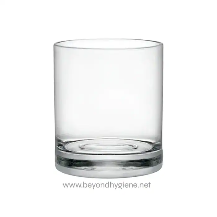 Bare glass tumbler for hygiene and drinking purposes, featured on Beyond Hygiene Asia website.