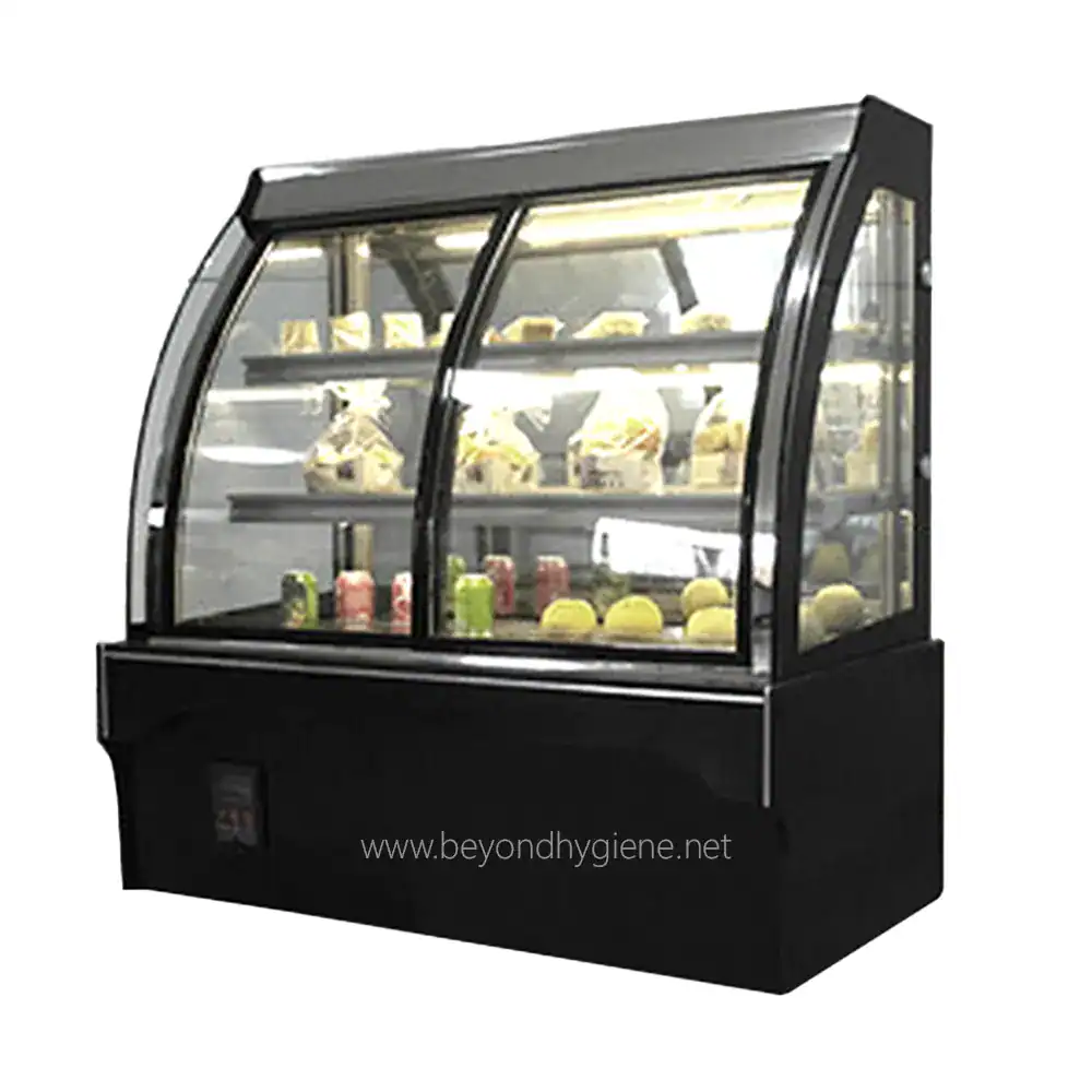 Cake Chiller TALL BLACK CHI-A120 Refrigerated display showcase for bakery products and beverages at Beyond Hygiene Asia.