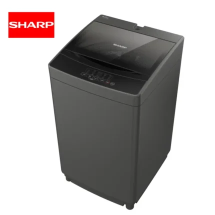 High-capacity Sharp top-load washing machine, energy-efficient laundry appliance with advanced wash technology for home and commercial use.