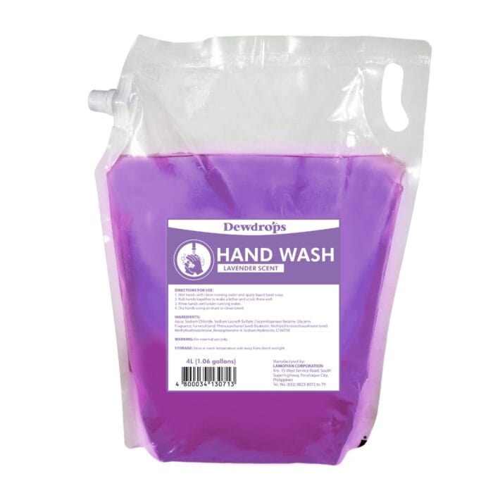 Lavender hand wash in large refill pouch, antibacterial and eco-friendly sanitation solution, suitable for hygiene maintenance in commercial and industrial settings.