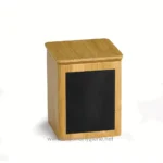 Chalkboard or notice board made of bamboo wood with a black writing surface, ideal for offices, classrooms, or hospitality settings specializing in hygiene solutions.