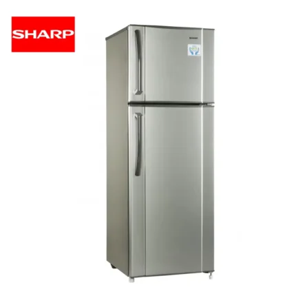 Stainless steel commercial refrigerator from Sharp for commercial kitchens, food storage, and hygiene standards in Asia.