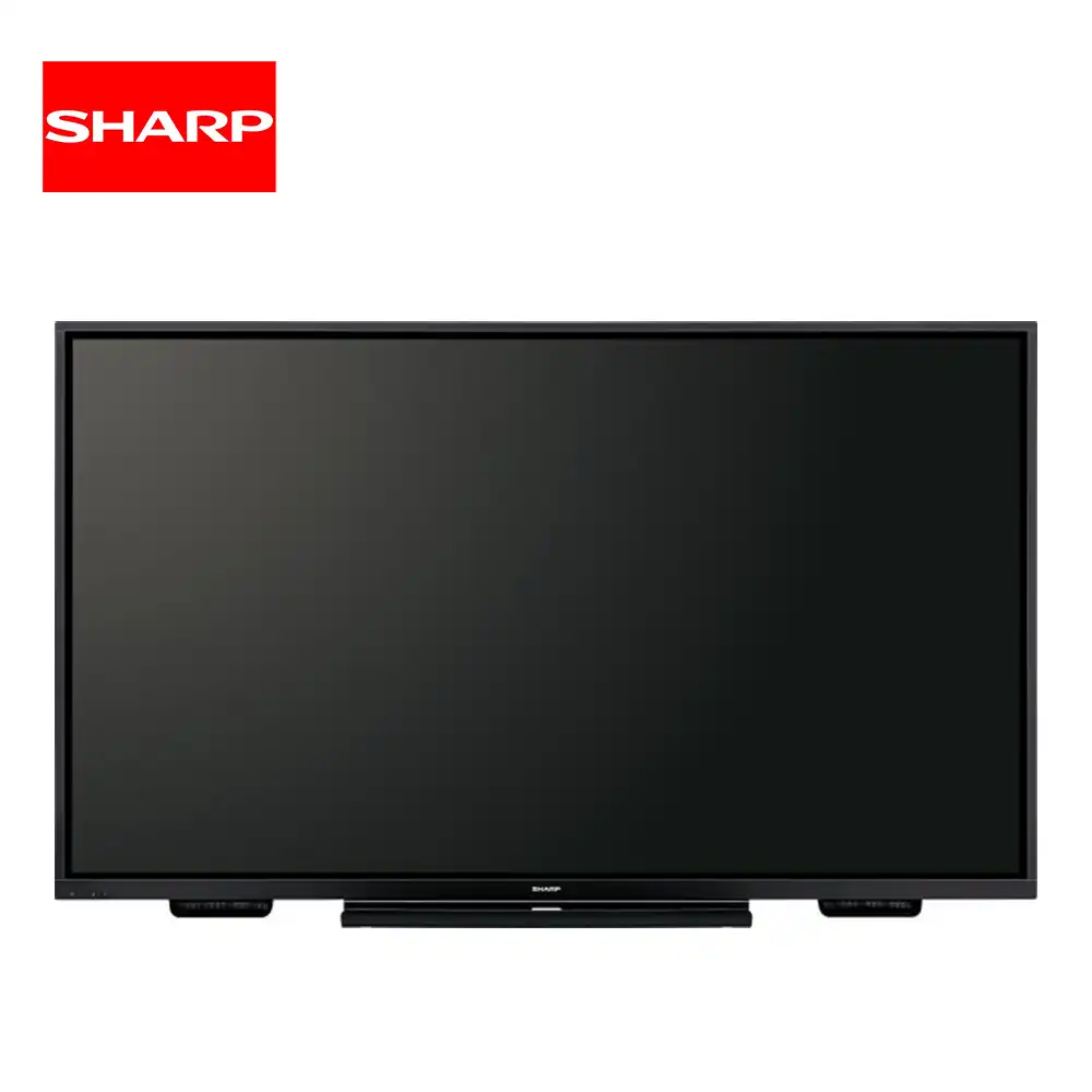 Sharp flat-screen television for commercial or home use, featuring sleek design and high-definition display. Suitable for modern offices, hospitality, and entertainment environments.