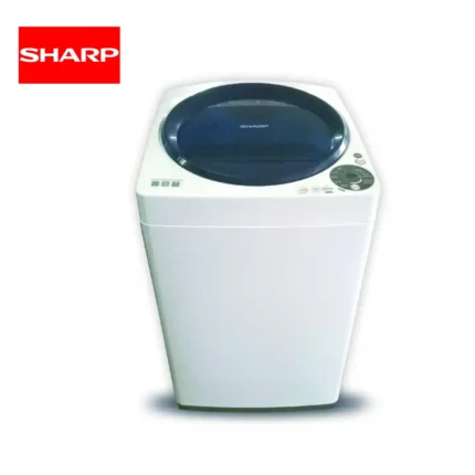 Sharp top-loading washing machine used for laundry cleaning and hygiene in commercial and residential settings.