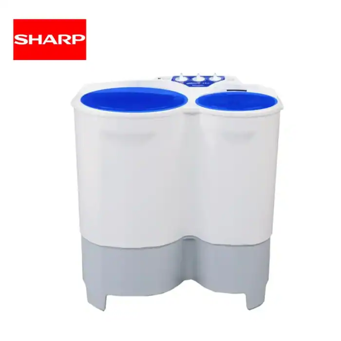 Sharpen washing machine, laundry appliance, twin tub washing machine for commercial or home use, eco-friendly laundry solution, Beyond Hygiene Asia smart laundry equipment, durable and efficient cleaning device.