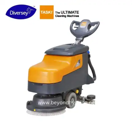 Diversey TASKI industrial floor cleaning machine used in commercial and healthcare sanitation for efficient hygiene maintenance.