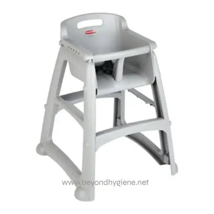High chair for children, plastic baby feeding high chair with safety harness, adjustable height dining chair for toddlers.