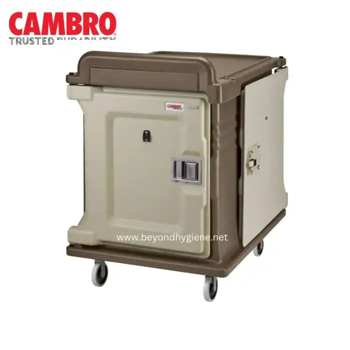 Cambo sharpshooter utility cart, durable medical storage cabinet on wheels for healthcare, janitorial, and hygiene equipment, compact and secure design.