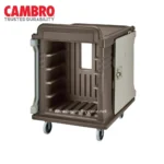Cleaning cart for hospital or cleaning service, durable, mobile, spacious, with lockable compartments, ideal for healthcare sanitation and janitorial supplies.