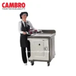 Cambo commercial sterilizer cart used in food processing and hygienic environments, featuring durable construction for sanitation and ease of mobility.
