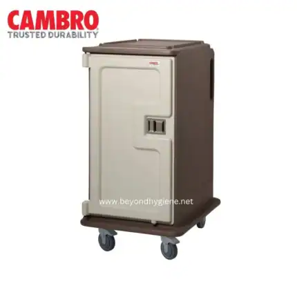 Cambo commercial laundry cart with durable plastic construction and easy mobility, ideal for healthcare and hospitality sanitation needs.