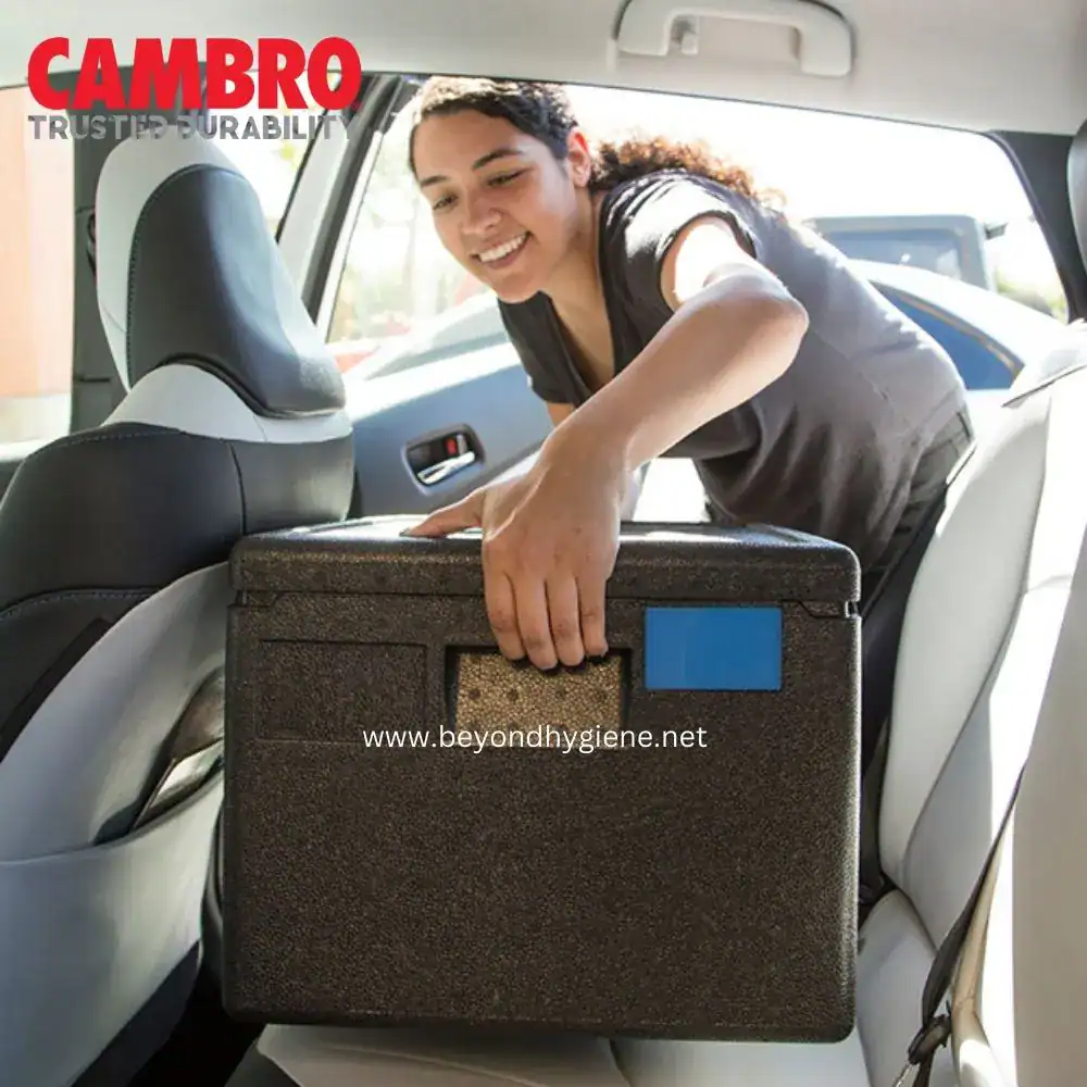 Cam Gobox Epp Top Load For 20cm Pan, Black (2) Disinfecting portable cooler for food and drinks in car interior, hygiene essential for travel hygiene and sanitation, Beyond Hygiene Asia trusted for durable hygiene solutions.