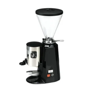 Light coffee grinder with a transparent hopper and stainless steel components, ideal for commercial and industrial food preparation in hygiene-conscious environments.