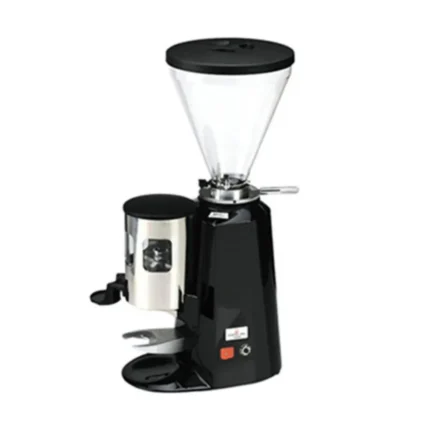 Light coffee grinder with a transparent hopper and stainless steel components, ideal for commercial and industrial food preparation in hygiene-conscious environments.