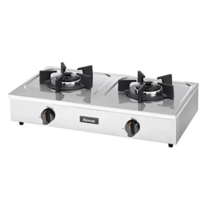 Two-burner stainless steel gas stove for commercial use, affordable and durable cooking appliance from Beyond Hygiene Asia.