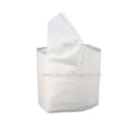 Disposable tissue paper in a clear container for hygiene and sanitation purposes.