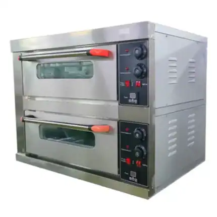 Industrial bakery oven for commercial baking in Asia, stainless steel design with dual chambers, temperature controls, and safety features, ideal for large-scale food production.