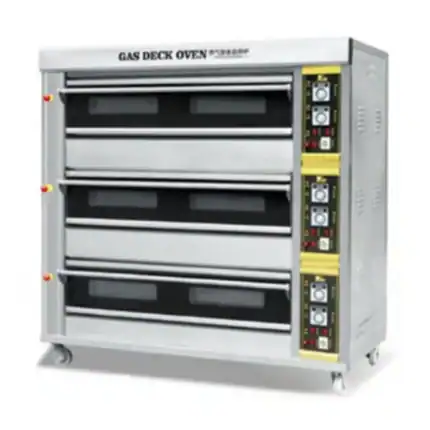 Gas deck oven for commercial baking and food preparation.