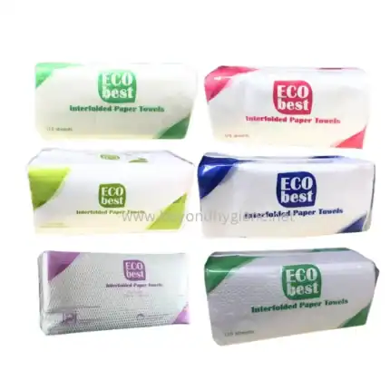 Eco best interfolded paper towels in various colors, ideal for hygiene and cleaning purposes.