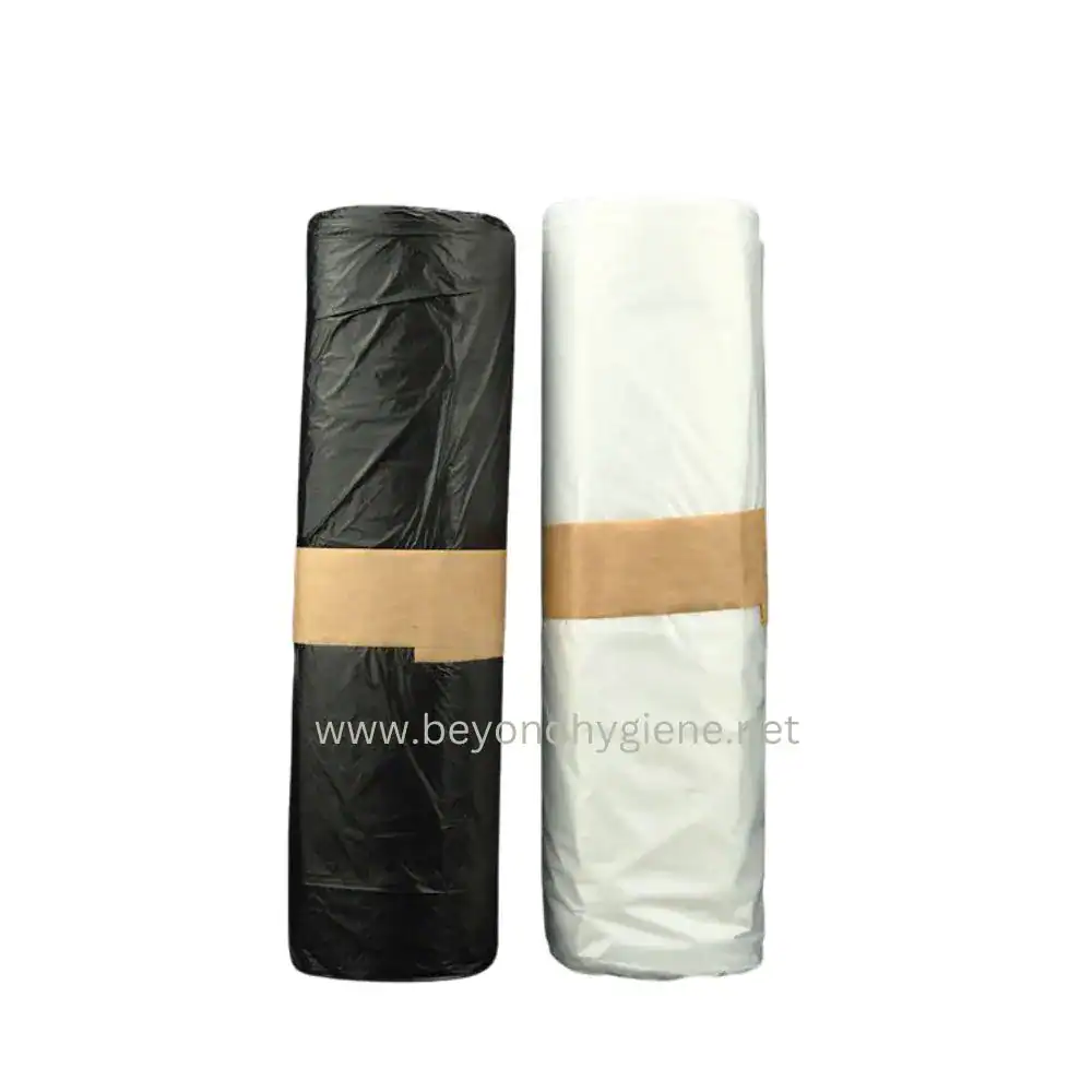 ECONO TRASHBAGS (2) Black and white trash bags on a plain background for commercial and sanitation use.