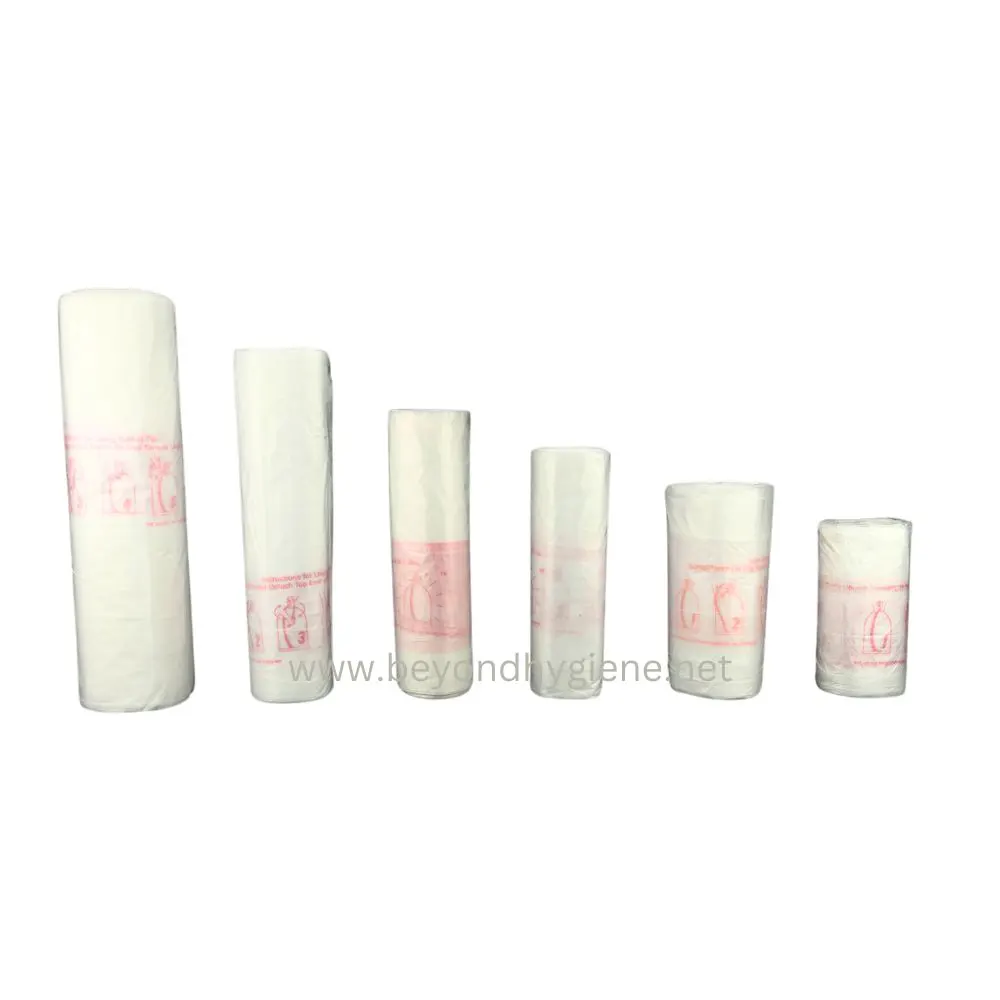 ECONO TRASHBAGS (4) Rolled hygiene paper towel rolls in various sizes for commercial and industrial sanitation applications.