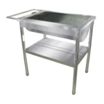 Stainless steel handwashing sink with lower shelf, ideal for commercial kitchens, food prep, and hygiene stations, from Beyond Hygiene Asia.