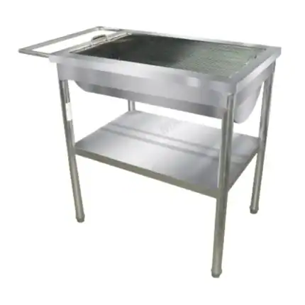 Stainless steel handwashing sink with lower shelf, ideal for commercial kitchens, food prep, and hygiene stations, from Beyond Hygiene Asia.
