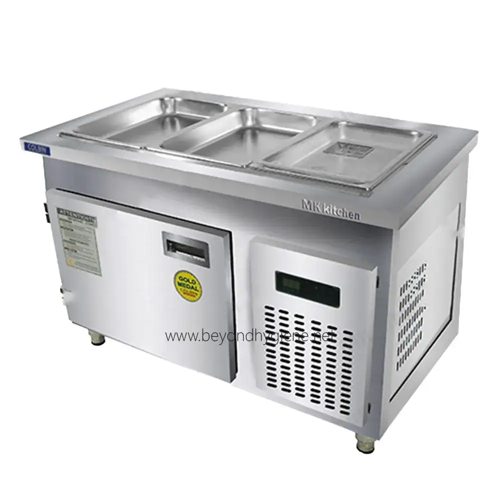 FAB Food Pan Chiller Whole Size Stainless steel commercial hot and cold food prep table, perfect for restaurant kitchens and catering services. Durable, easy to clean, and designed for efficient food storage and service.