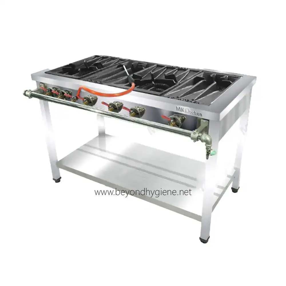 FAB Open Top Burner w Bottom Shelf High-efficiency commercial gas stove for professional kitchens, stainless steel, adjustable burners, and durable construction. Perfect for foodservice hygiene and cooking safety.