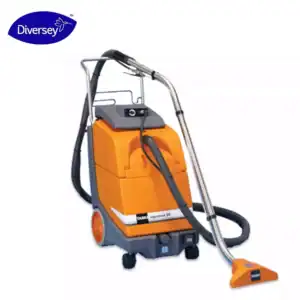 TASKI aero-duster 20 industrial carpet cleaner and fabric dryer, vibrant orange and gray professional cleaning equipment, ideal for thorough hygiene and sanitation cleaning in commercial spaces.