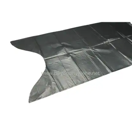 Heavy-duty black plastic waste disposal bag, durable and waterproof, ideal for cleaning and sanitation needs in various industries, including healthcare, hospitality, and commercial sectors.