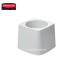 Rubbermaid commercial toilet brush holder, durable white plastic bathroom accessory for hygiene and sanitation, fits modern restroom decor.