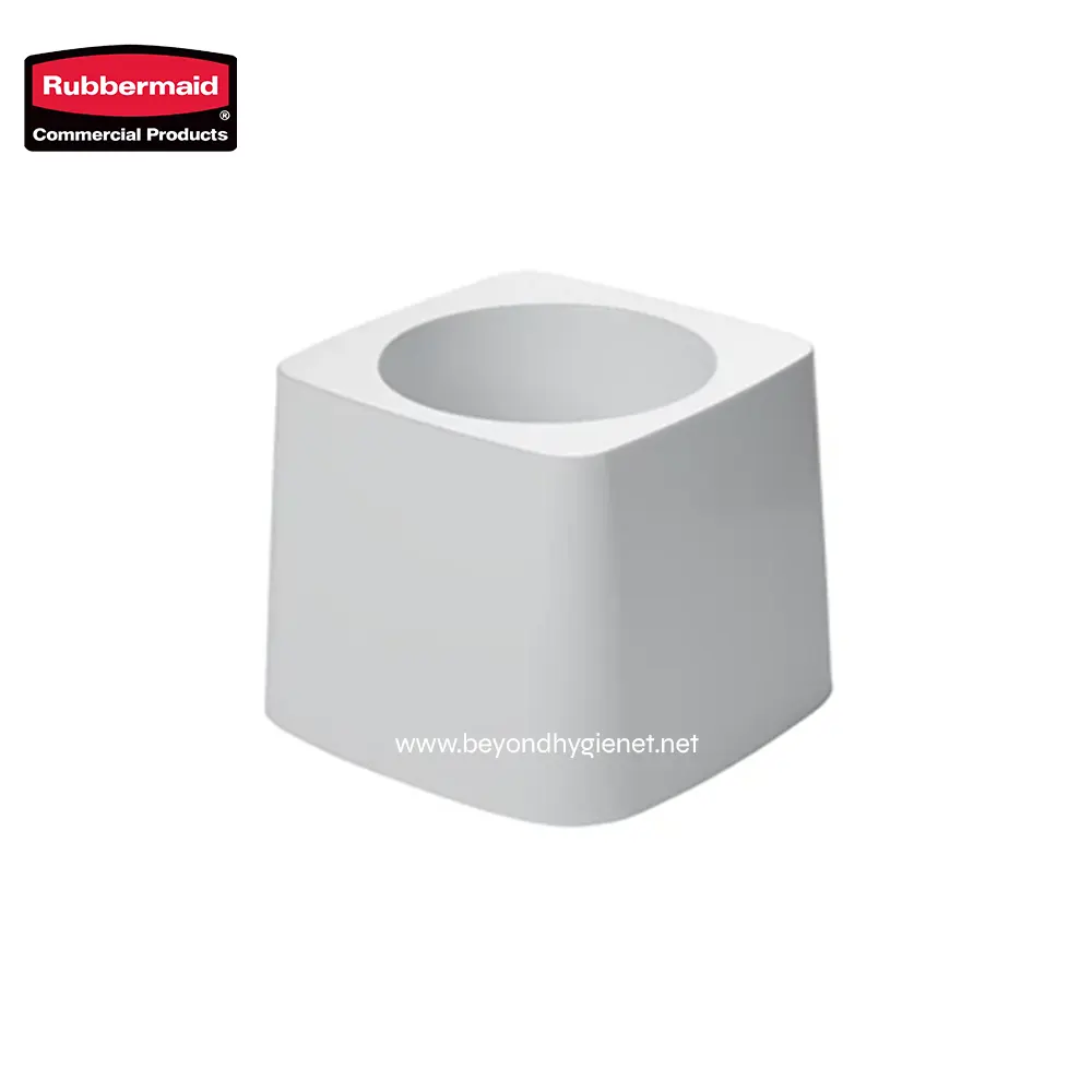 2 Rubbermaid commercial toilet brush holder, durable white plastic bathroom accessory for hygiene and sanitation, fits modern restroom decor.
