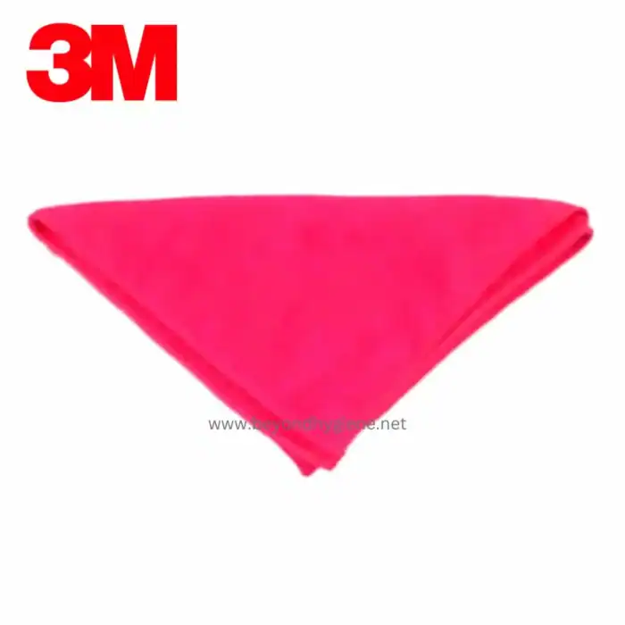 Pink microfiber cleaning cloth for hygiene and sanitation, ideal for professional cleaning, medical, and janitorial applications.