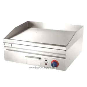 Electric griddle for commercial kitchens, stainless steel cooking equipment, professional food service griddle, heavy-duty industrial griddle, Beyond Hygiene Asia kitchen appliance.