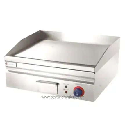 Electric griddle for commercial kitchens, stainless steel cooking equipment, professional food service griddle, heavy-duty industrial griddle, Beyond Hygiene Asia kitchen appliance.