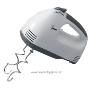 Electric hand mixer for cooking and baking, lightweight and easy to use kitchen appliance, ideal for mixing batter and dough, stainless steel beaters, compact design, suitable for home and professional kitchens.