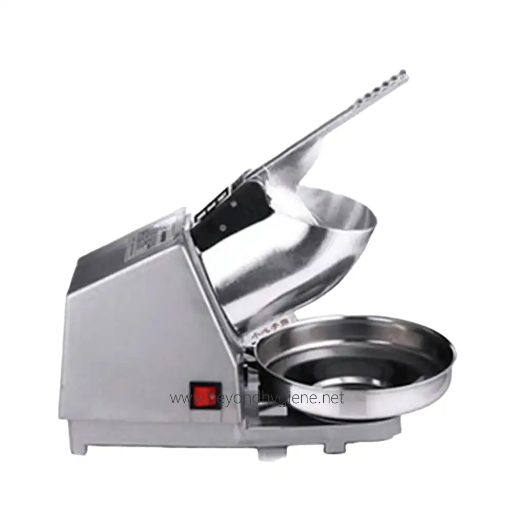 Ice Crusher 300-1 Stainless steel commercial food slicer machine for bakery, deli, and food processing industry, emphasizing hygiene and efficiency in food preparation.