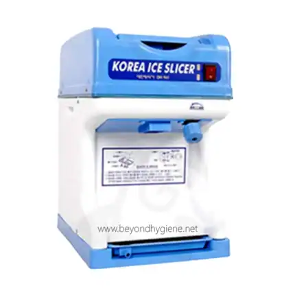 Korea ice slicer for commercial use, compact and efficient ice machine for food service, restaurant, cafe, or convenience store, by Beyond Hygiene Asia.