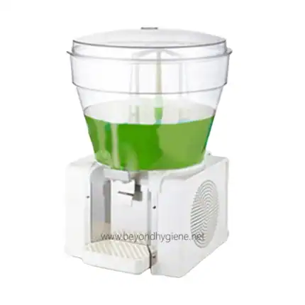 Fresh green-colored beverage being dispensed from a commercial beverage dispenser machine, ideal for hospitality and catering businesses in Asia.