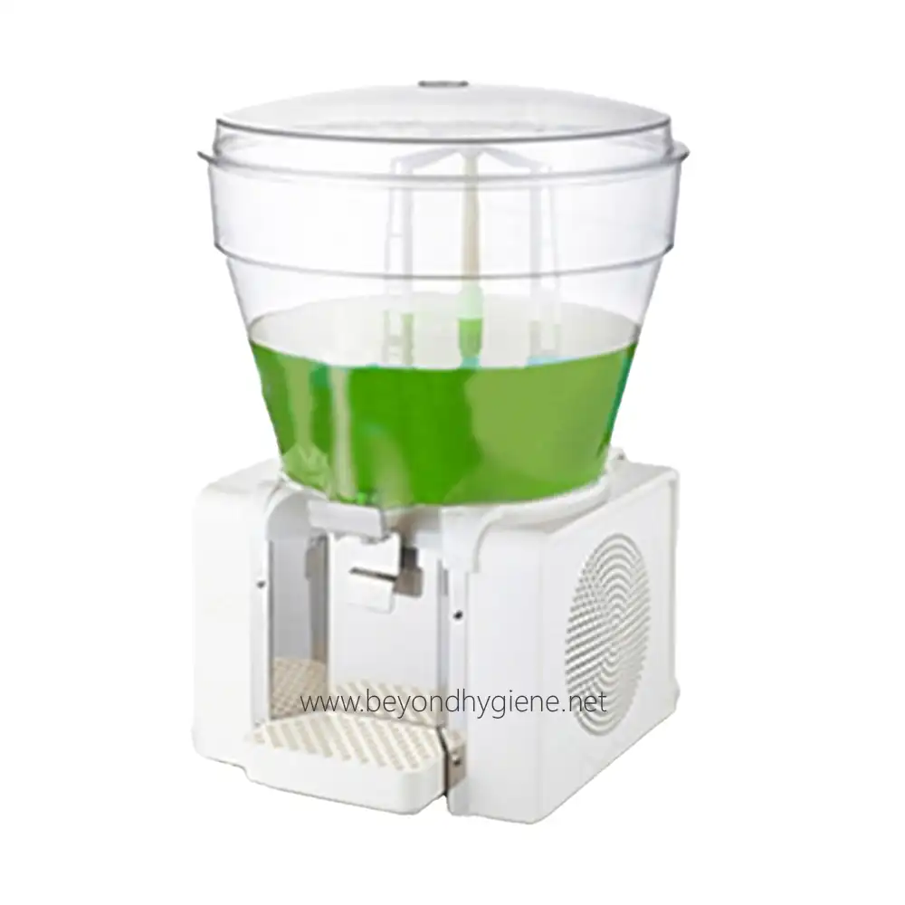 Juice Dispenser LYJ 50LW Fresh green-colored beverage being dispensed from a commercial beverage dispenser machine, ideal for hospitality and catering businesses in Asia.