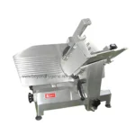 Stainless steel commercial meat slicer for food processing and catering kitchens. Durable, food-safe, and easy to clean, ideal for professional food hygiene and safety.