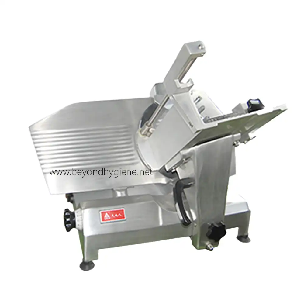 Meat Slicer SS-300B-1 Stainless steel commercial meat slicer for food processing and catering kitchens. Durable, food-safe, and easy to clean, ideal for professional food hygiene and safety.