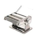Stainless steel pasta maker machine for commercial kitchens, durable and easy to clean, ideal for restaurant and catering use.
