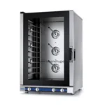 Stainless steel commercial oven with glass door, ideal for professional kitchen and food preparation, supporting hygiene standards and efficient cooking processes.