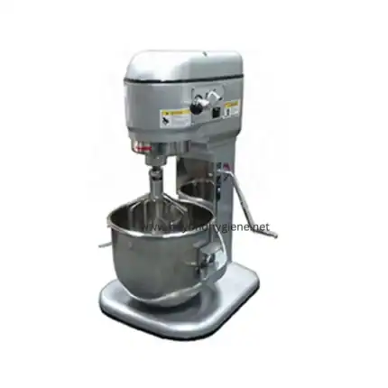 High-capacity commercial dough mixer for bakery and culinary use, stainless steel construction, durable and efficient for large-scale food preparation.