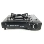 Gas stove with single burner for commercial and domestic use, portable kitchen appliance, energy-efficient cooking equipment.