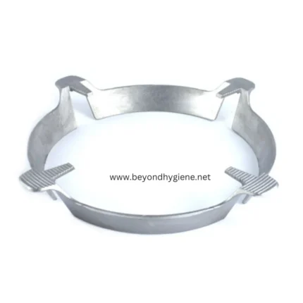 Aluminum sanitizer ring holder for hygienic alcohol or sanitizer bottles in Asia, designed for cleanliness and safety in hygiene protocols.
