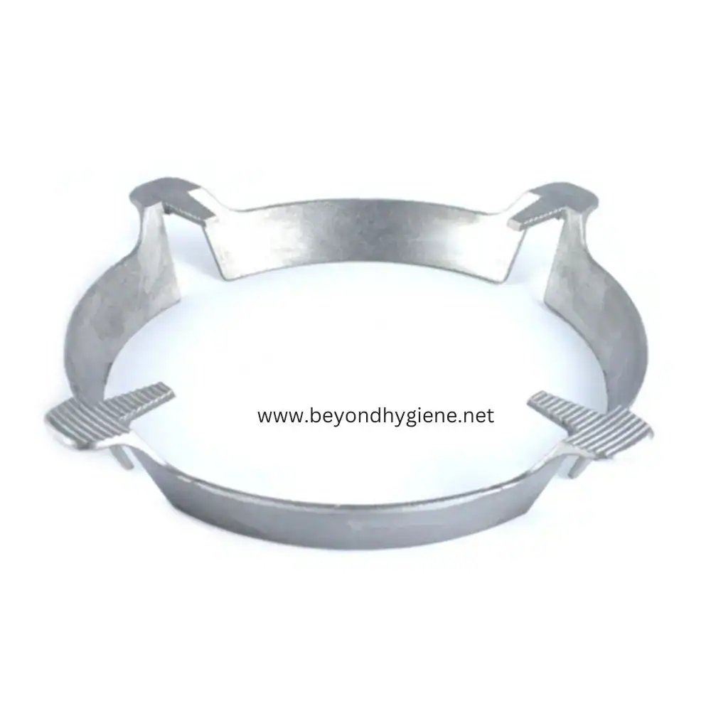 Portable Burner Wing Cover Aluminum sanitizer ring holder for hygienic alcohol or sanitizer bottles in Asia, designed for cleanliness and safety in hygiene protocols.